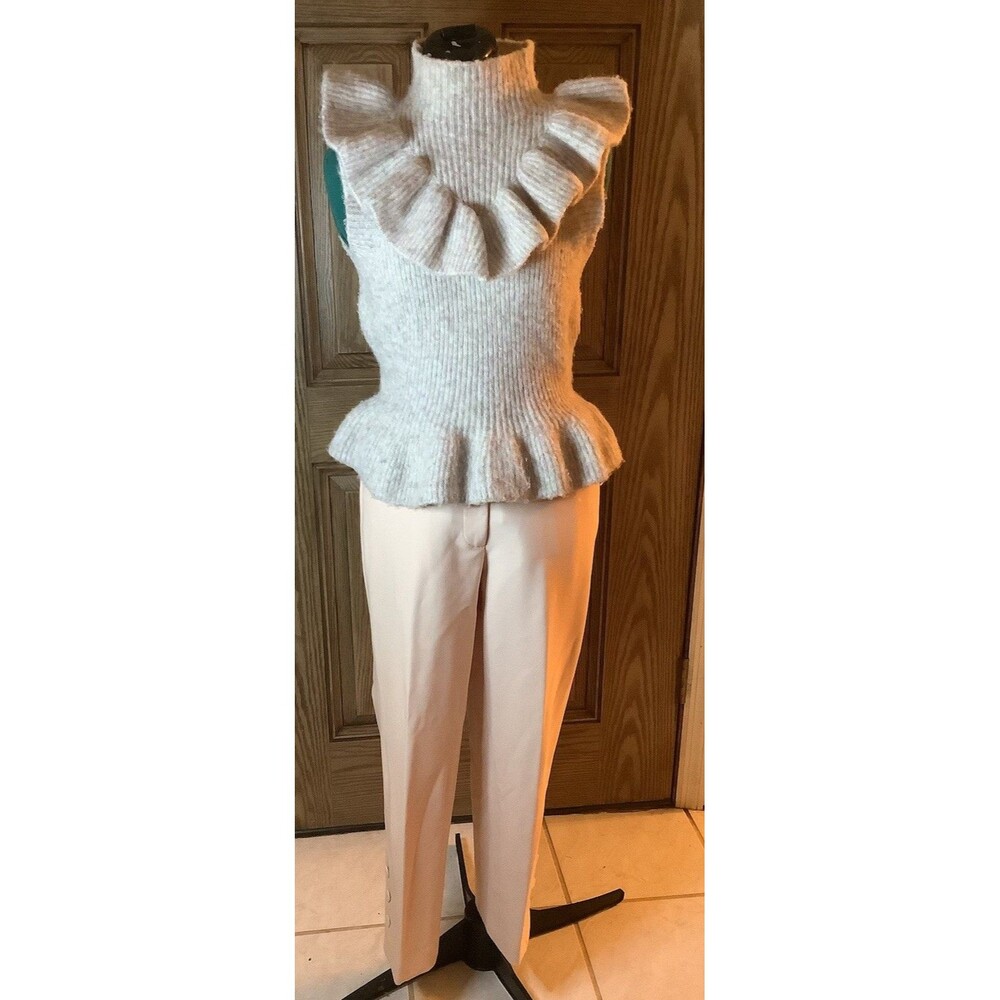 Zara Ribbed Knit Mock Neck Sleeveless Sweater / Anne Taylor The Ankle Trousers